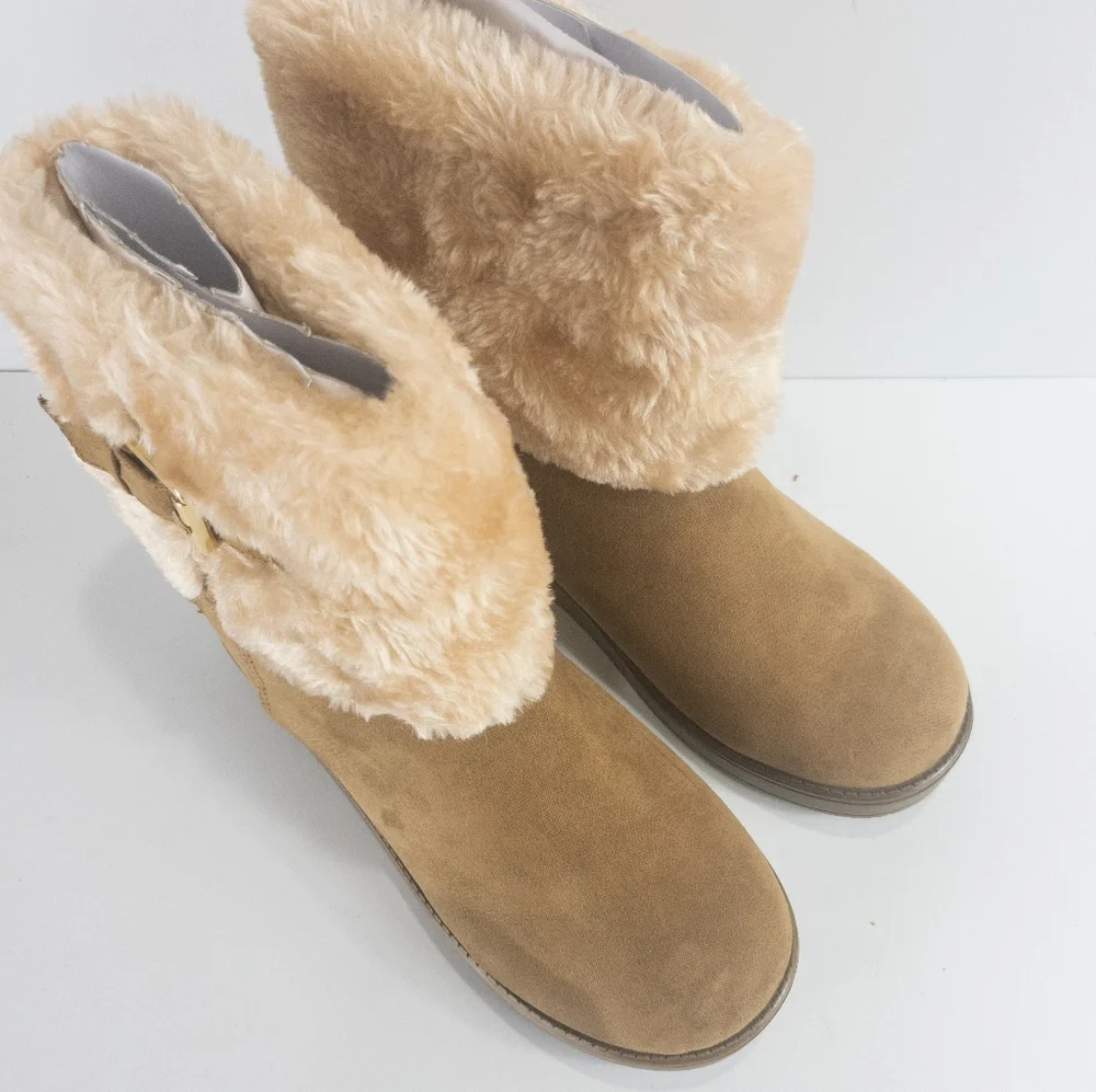 GBG Los Angeles Aleya Faux Fur Winter Boots Honey Glaze -6 - Picture 3 of 4